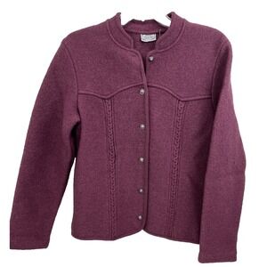 Strick Meister Austria Women's Wool Jacket Size 42 US S Purple Buttons